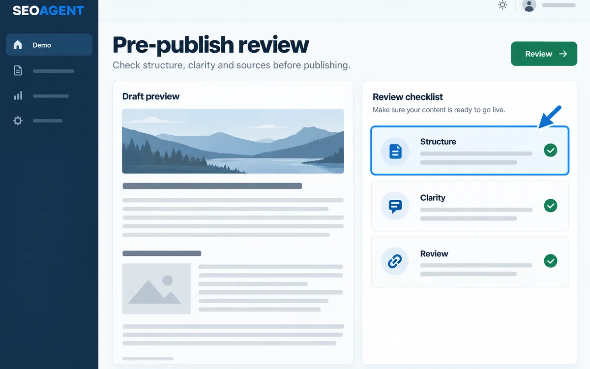 Illustration of the Pre-publication quality review screen